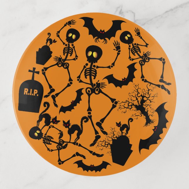 Halloween Skeletons Macabre Dance Trinket Tray (Front)