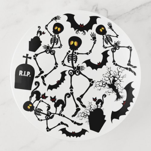 Halloween Skeletons Macabre Dance Trinket Tray