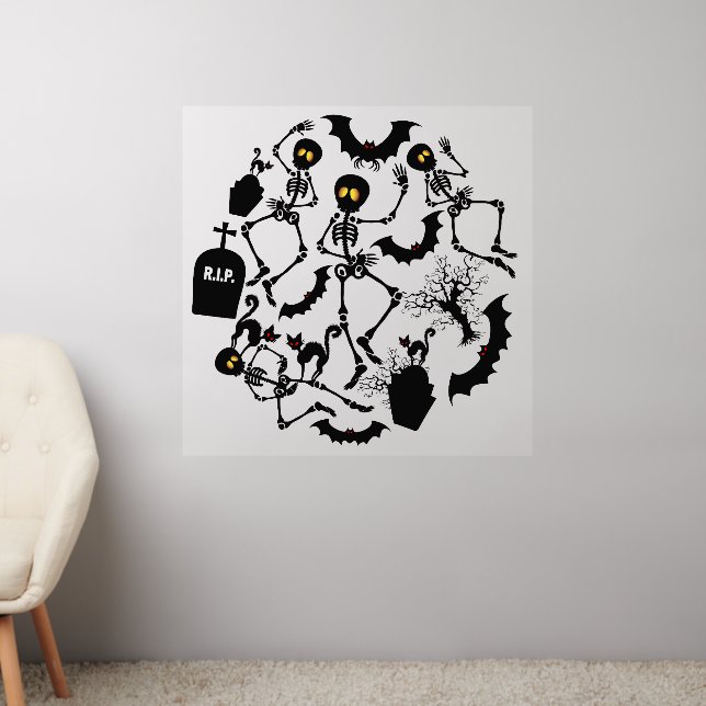 Halloween Skeletons Macabre Dance Wall Decal (Living Room 2)