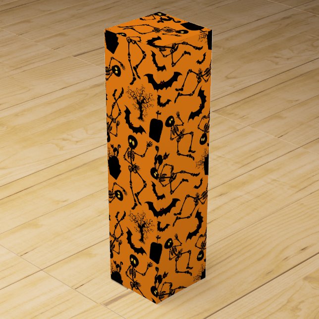 Halloween Skeletons Macabre Dance Wine Box (Front)