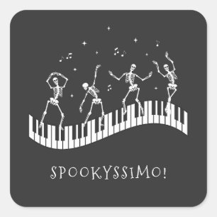 Halloween Skeletons Music Teacher Spooky Reward Square Sticker