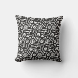 Halloween Skeletons Pattern Throw Pillow