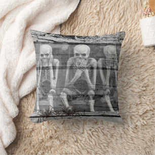 Halloween skeletons throw pillow