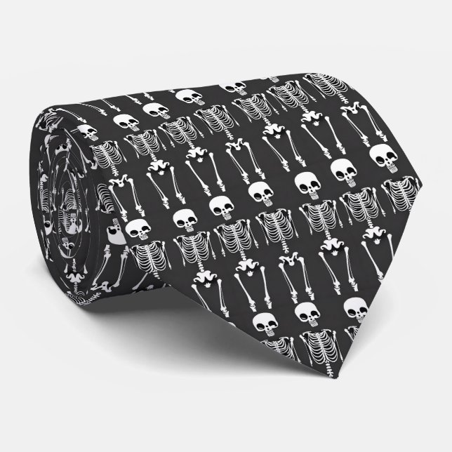 Halloween Skeletons Tie (Rolled)