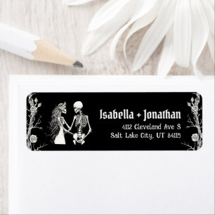Halloween Skeletons Till Death Do Us Part Wedding Label