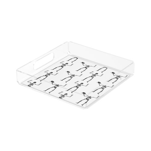 Halloween Skeletons Trick Or Treat Boo Acrylic Tray