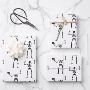 Halloween Skeletons, Trick Or Treat, Boo Wrapping Paper Sheets