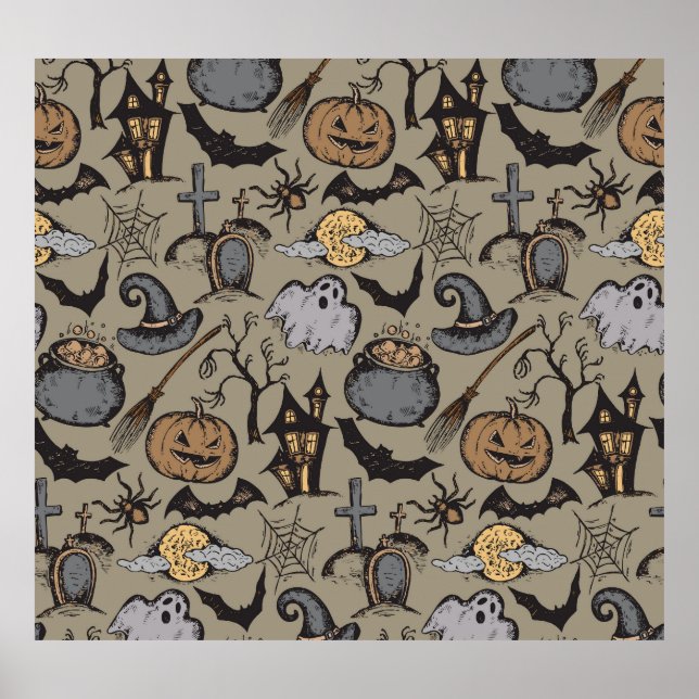 Halloween Sketch: Vintage Seamless Poster (Front)