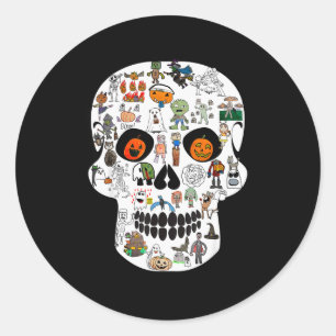 Halloween Skull 2025  Classic Round Sticker