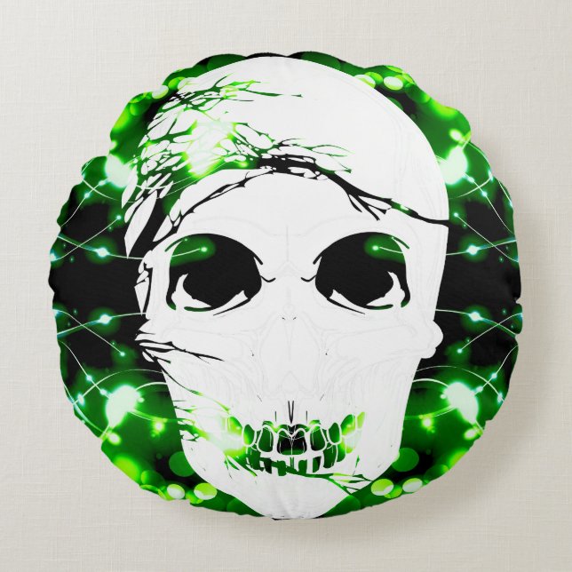 Halloween Skull #8 Round Pillow (Front)