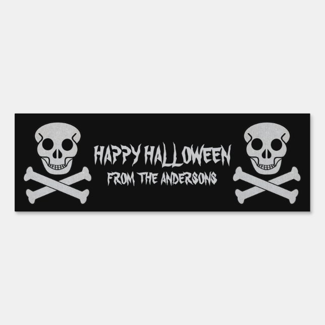 Halloween Skull and Bones Garden Sign (Back)