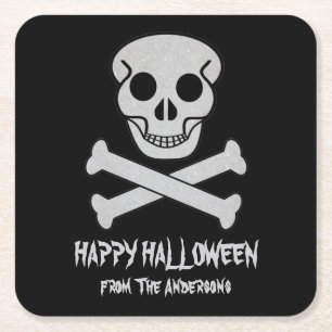 Halloween Skull and Bones Paper Coaster