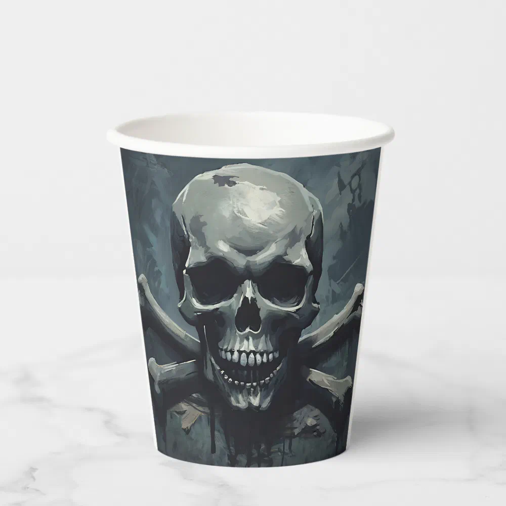 Halloween Skull and Crossbones Paper Cups