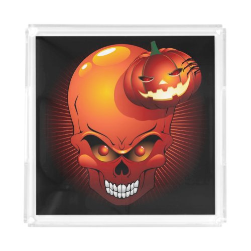 Halloween Skull and Pumpkin   Acrylic Tray