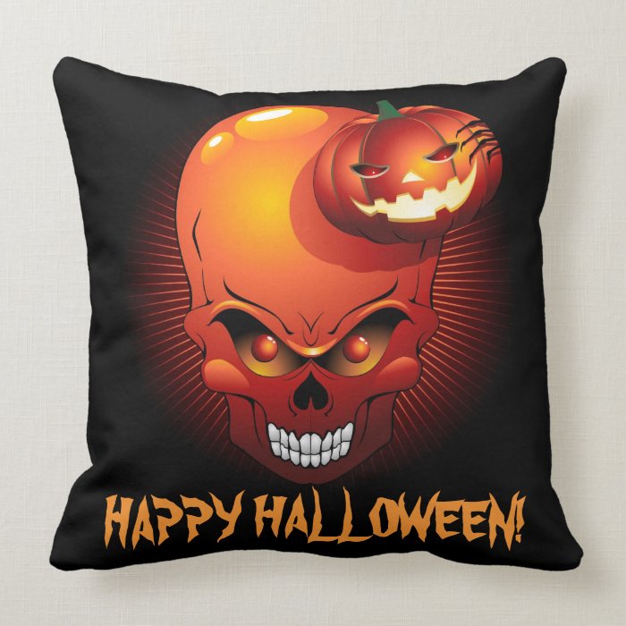 Halloween Skull and Pumpkin American MoJo Pillows