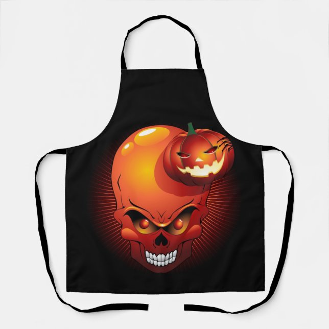 Halloween Skull and Pumpkin   Apron (Front)