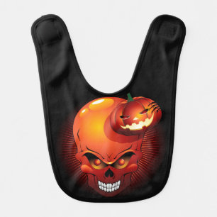 Halloween Skull and Pumpkin Baby Bib