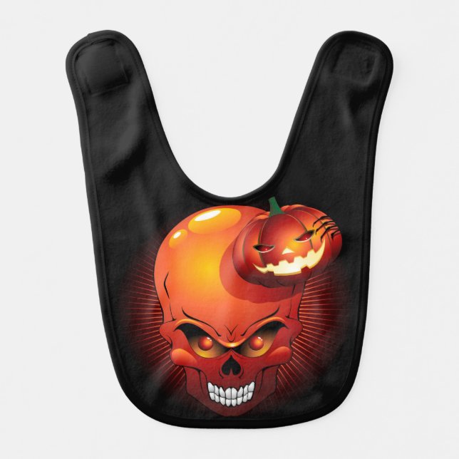 Halloween Skull and Pumpkin   Baby Bib (Front)
