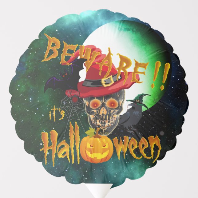 Halloween Skull and Pumpkin Balloon (Front)
