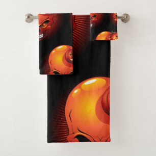 Halloween Skull and Pumpkin Bath Towel Set