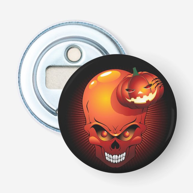 Halloween Skull and Pumpkin   Bottle Opener (Front)