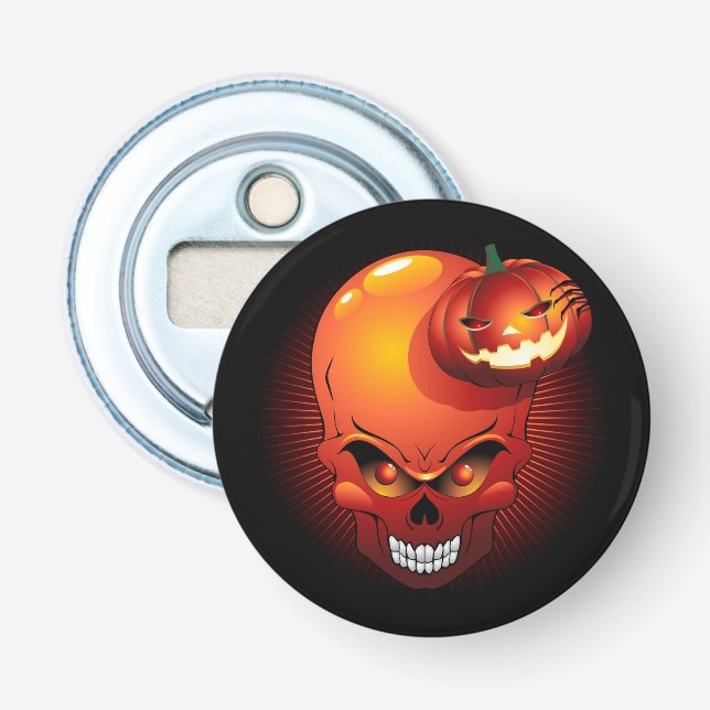 Halloween Skull and Pumpkin   Bottle Opener (Front)