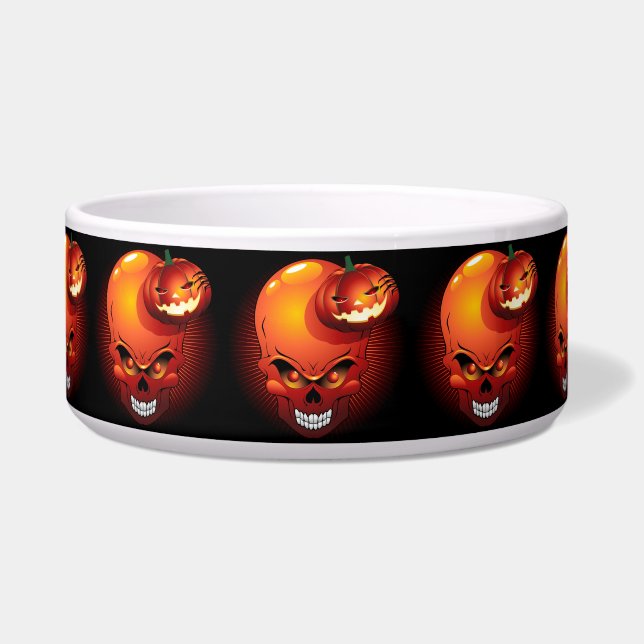 Halloween Skull and Pumpkin   Bowl (Front)