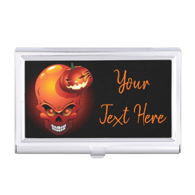 Halloween Skull and Pumpkin   Business Card Case (Front)