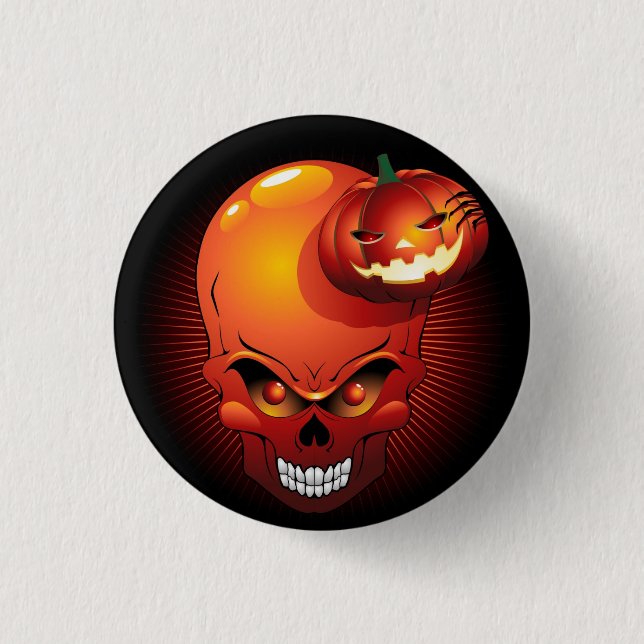 Halloween Skull and Pumpkin   Button (Front)