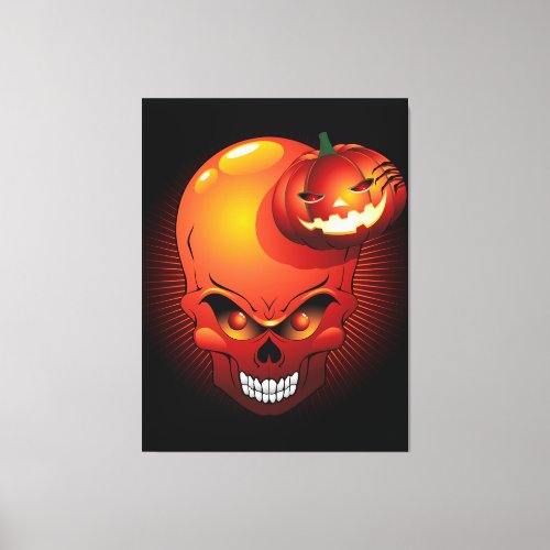 Halloween Skull and Pumpkin   Canvas Print