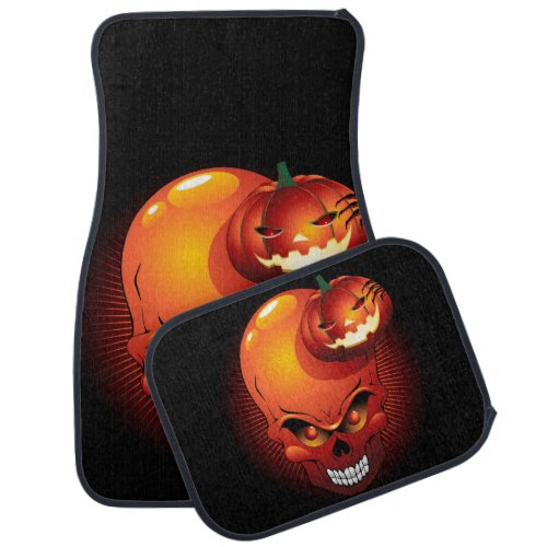 Halloween Skull and Pumpkin Car Floor Mat