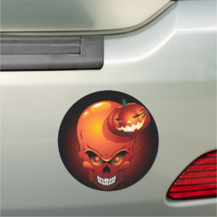 Halloween Skull and Pumpkin Car Magnet