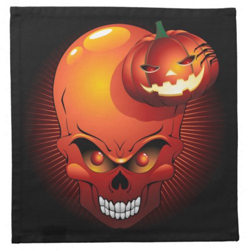 Halloween Skull and Pumpkin   Cloth Napkin