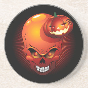 Halloween Skull and Pumpkin    Coaster