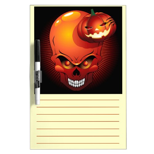 Halloween Skull and Pumpkin Dry Erase Board