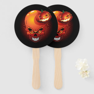 Halloween Skull and Pumpkin Hand Fan