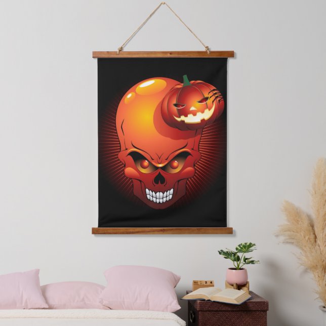 Halloween Skull and Pumpkin Hanging Tapestry (Bedroom)