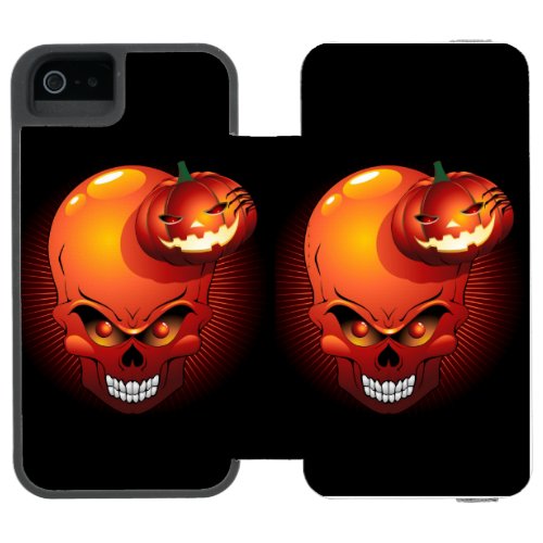Halloween Skull and Pumpkin iPhone SE55s Wallet Case