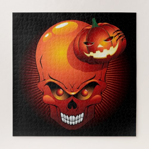 Halloween Skull and Pumpkin   Jigsaw Puzzle