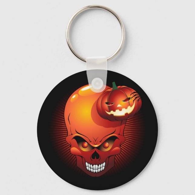 Halloween Skull and Pumpkin  Keychain (Front)