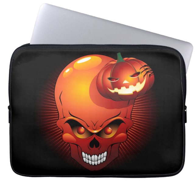 Halloween Skull and Pumpkin   Laptop Sleeve (Front)