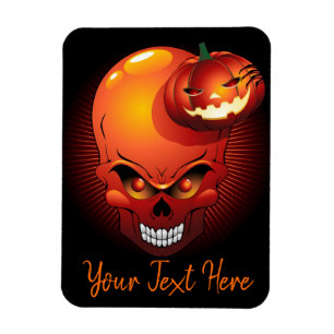 Halloween Skull and Pumpkin Magnet