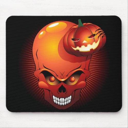 Halloween Skull and Pumpkin   Mouse Pad