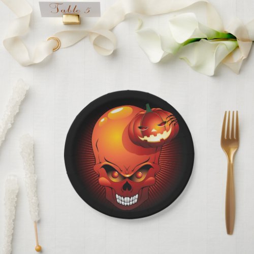Halloween Skull and Pumpkin   Paper Plates