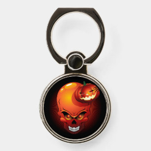 Halloween Skull and Pumpkin Phone Ring Stand