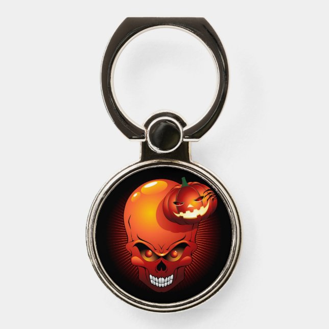 Halloween Skull and Pumpkin Phone Ring Stand (Front)