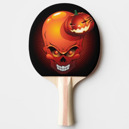 Halloween Skull and Pumpkin   Ping Pong Paddle