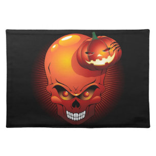 Halloween Skull and Pumpkin Placemats
