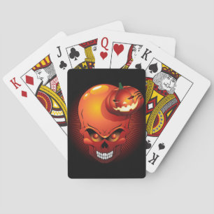 Halloween Skull and Pumpkin Poker Cards