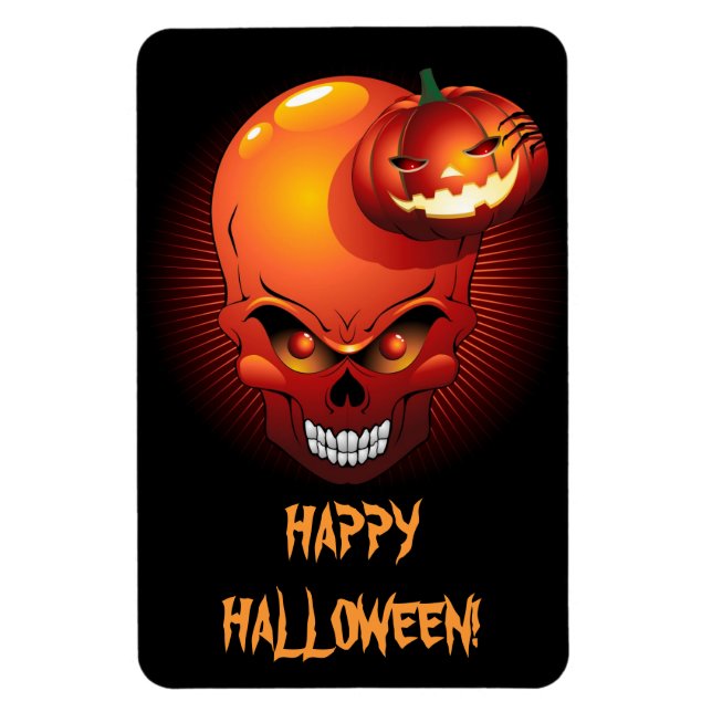 Halloween Skull and Pumpkin Premium Flexi Magnet (Vertical)